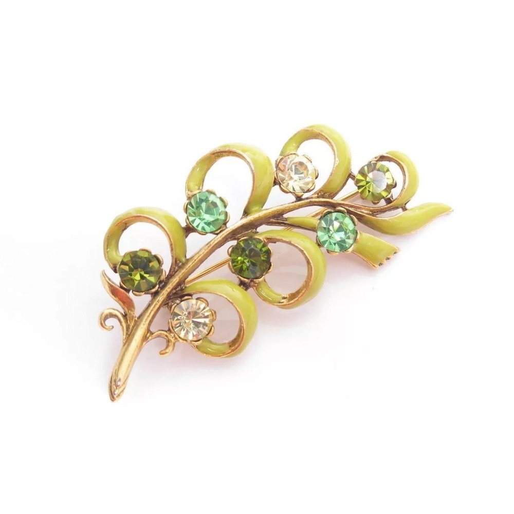 VINTAGE ENAMEL RHINESTONES FLOWER PIN
